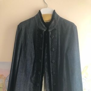 Black velvet trim Jean Jacket INC.
